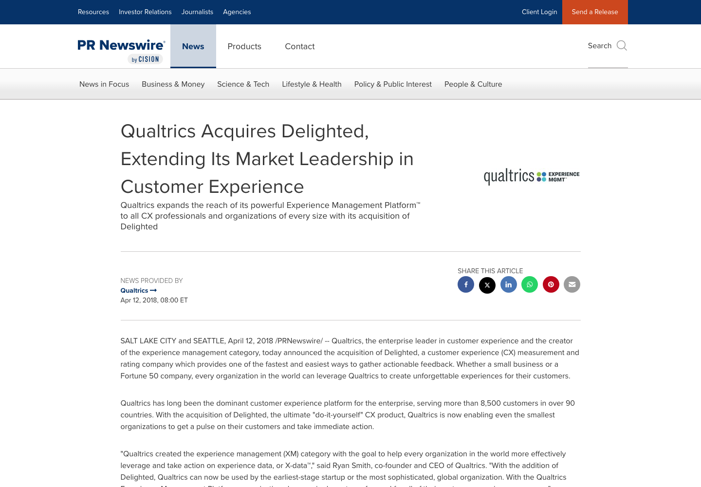 Delighted by Qualtrics official company page