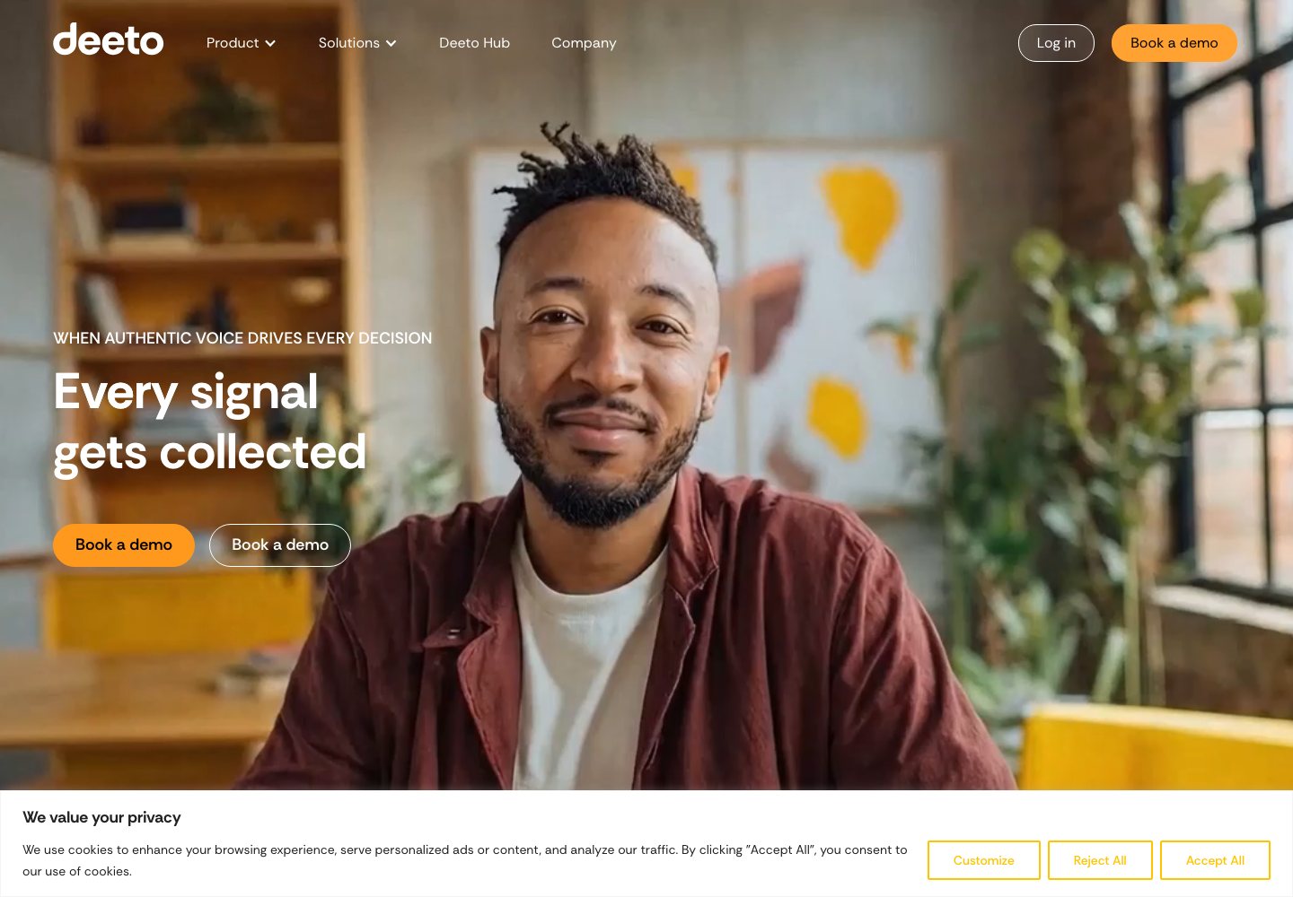 Deeto homepage presenting its customer voice platform