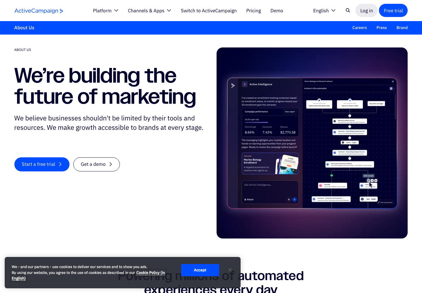 ActiveCampaign official company page