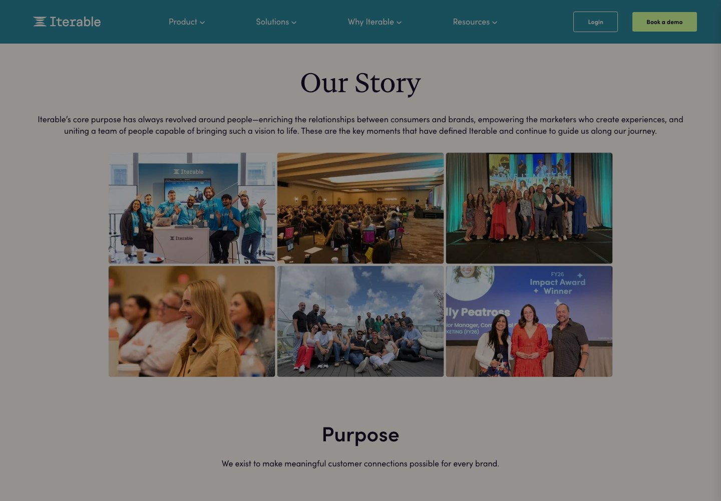 Iterable official product page showing its customer engagement platforms proposition
