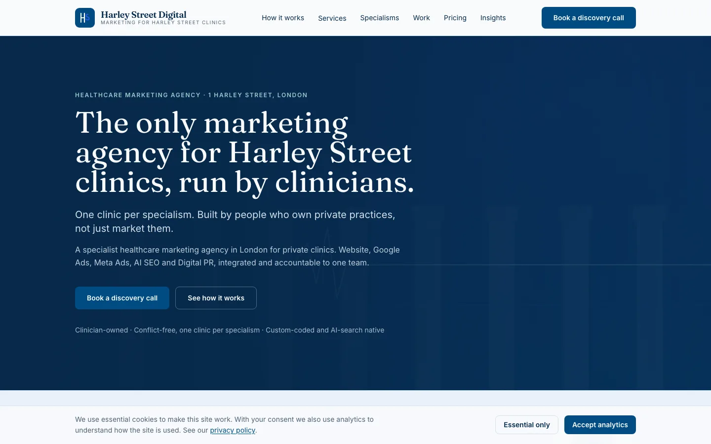Harley Street Digital official website, captured 25 October 2026