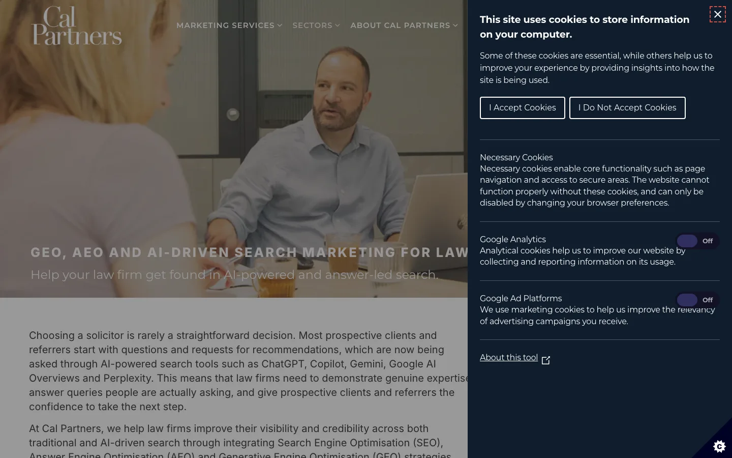 Cal Partners official website, captured 25 October 2026