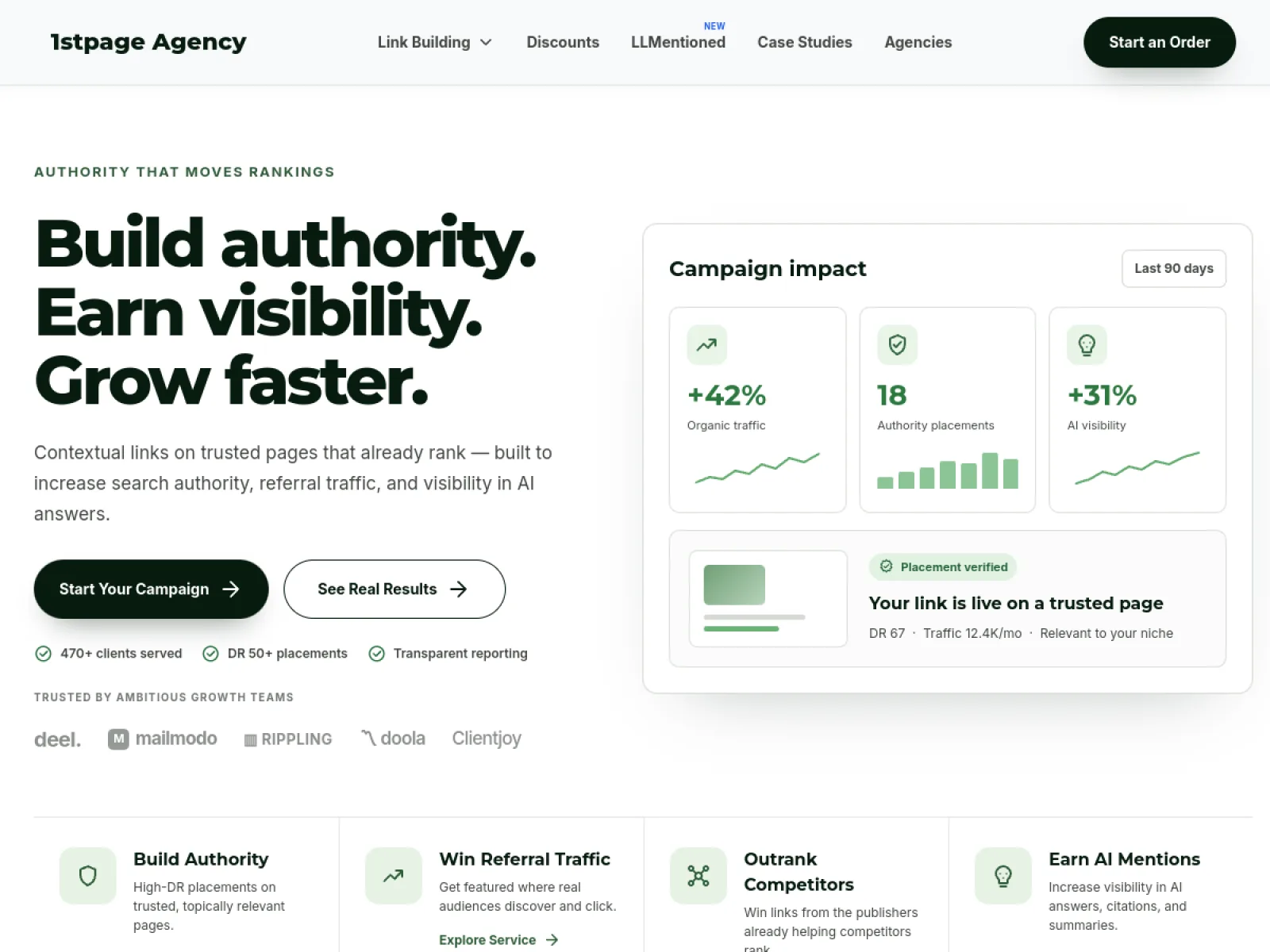 1stpage Agency official website, captured 20 July 2026