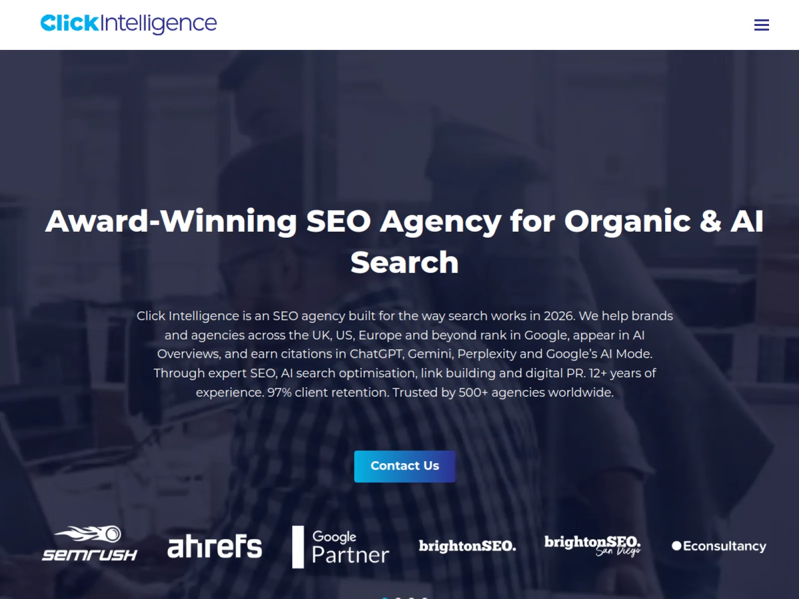 Click Intelligence homepage, captured 20 July 2026
