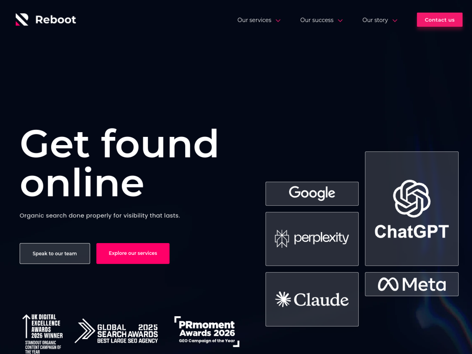 Reboot Online homepage