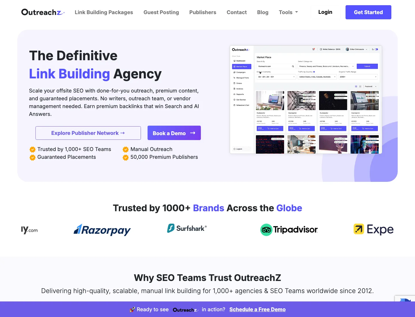 OutreachZ homepage, captured 20 July 2026